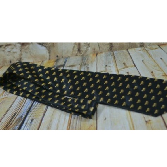 Cucita A Mano Mens Silk Tie Black Tiger Print - Picture 1 of 5